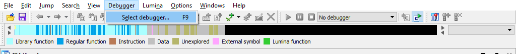 debugger menu