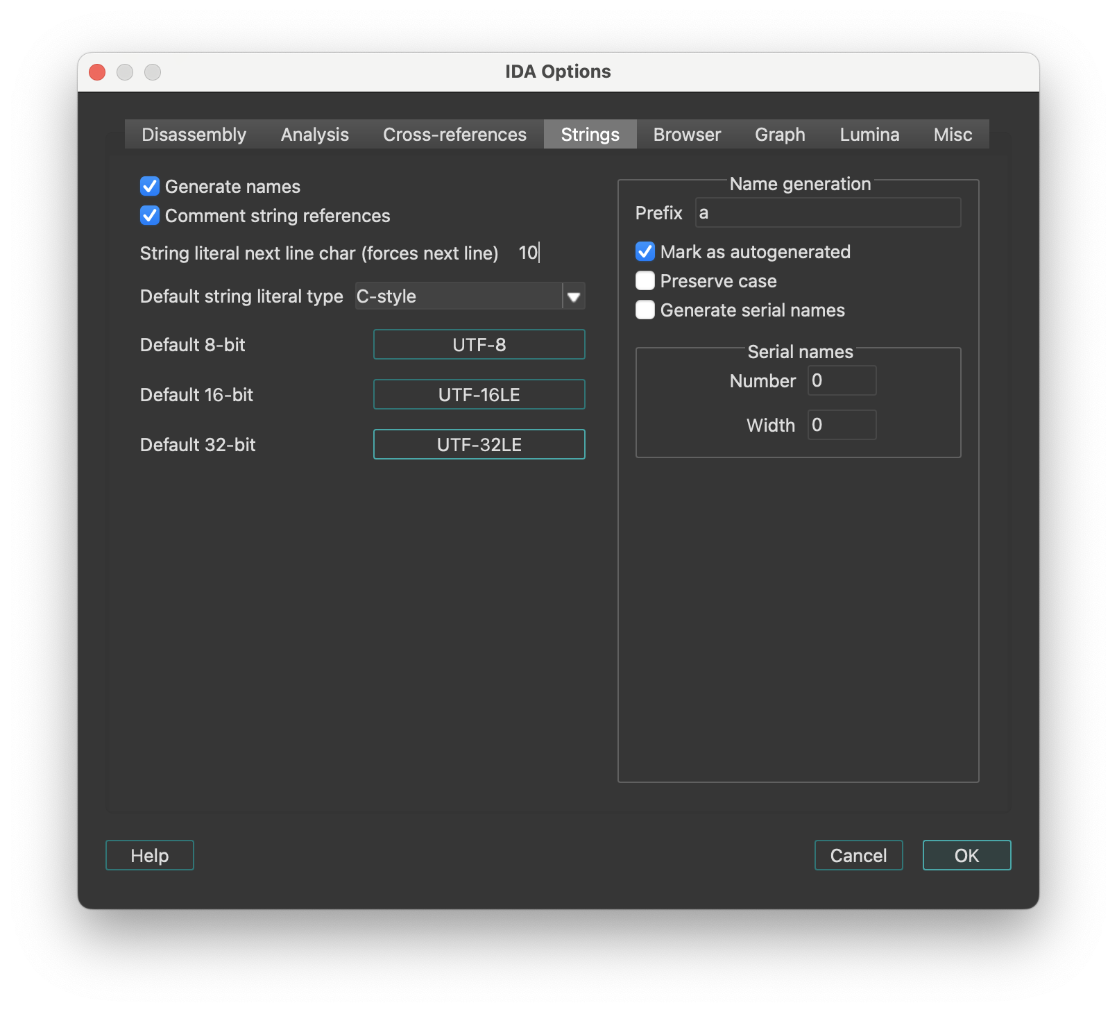 String options
